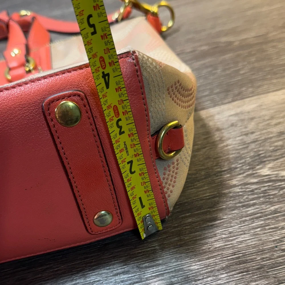 Coach Coral and Tan Satchel - Picture 13 of 14